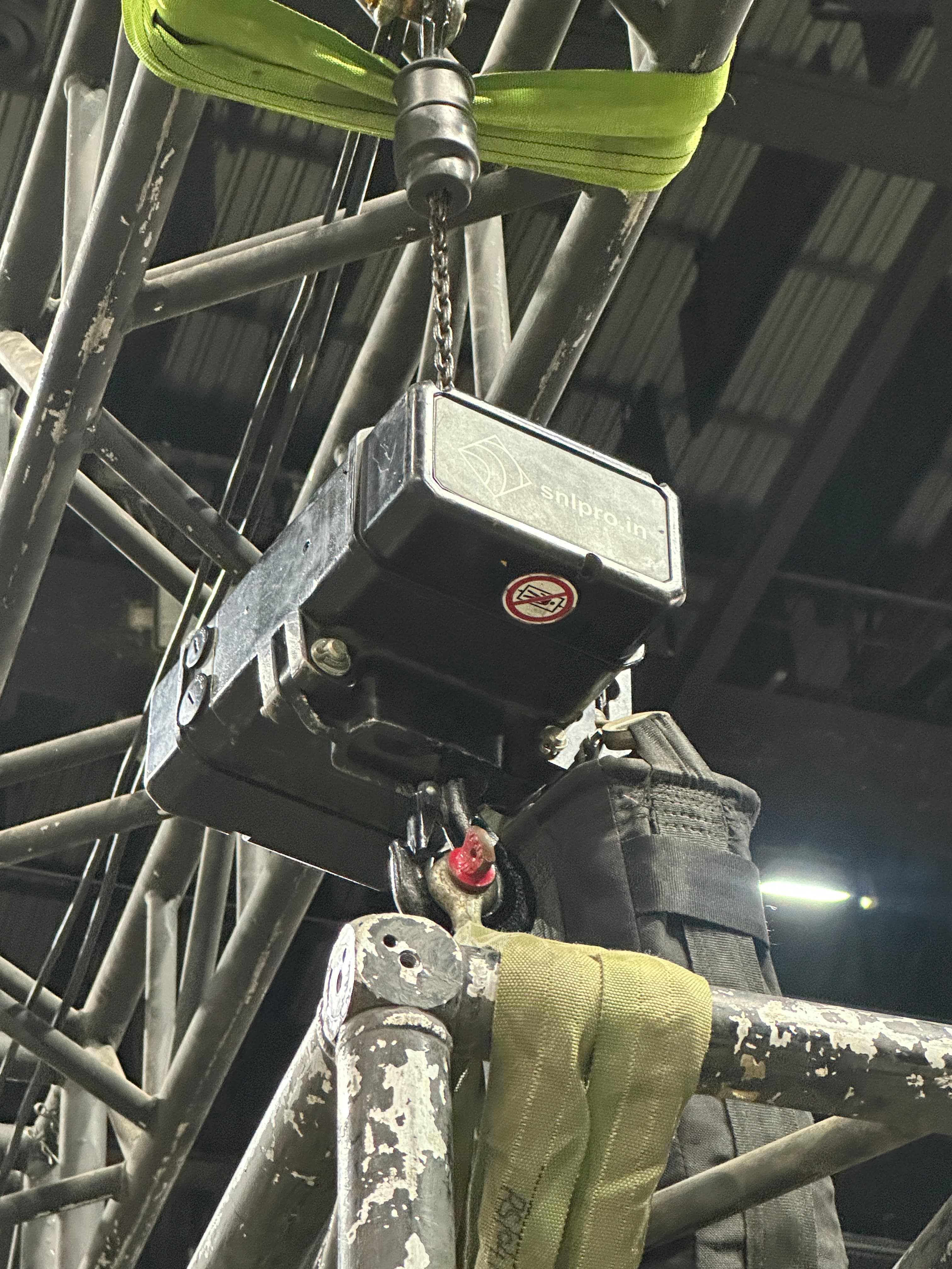 Lighting control monitor on a moving-head fixture.